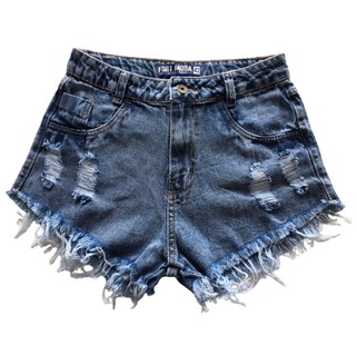 Short Jeans Feminino Cintura Alta Destroyed (9)