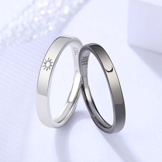 New Sun Moon Open Adjustable Ring Minimalist Black White Ring for Women Men Jewelry