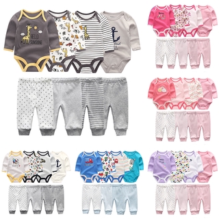 Autumn Winter Fashion Long Sleeve Soft Baby Rompers+Baby Pants 100%cotton Baby Boy Girl Clothing Sets