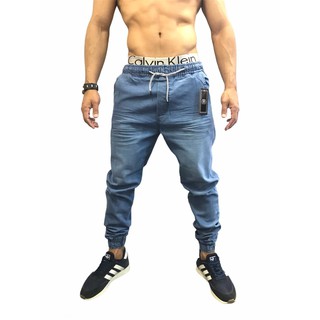 calça masculina Jeans azul médio jogger barata