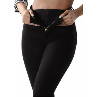 Calça Jeans Sawary Feminina Preta Original Super Lipo Cintura Alta Com Cinta Modeladora Lycra Modela Bumbum Do 36 Ao 48 (1)