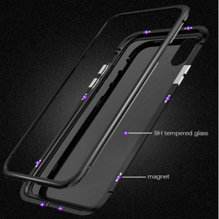 Capa Para Celular Em Vidro Temperado Com Flip Magnético E Metal Para Iphone 6, 6s, 7, 8 Plus, X, Xs Max, Xr,