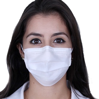 Mascara Descartável Adulto Tripla Proteção e Clipe nasal com 50 Un