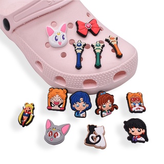 Crocs Jibbitz Anime Desenho Sailor Moon Jibbits Para Charm Pinos Acessórios Sapatos Buraco Decorações (1)