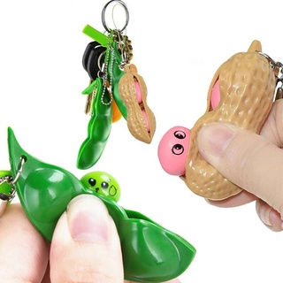 Kit Chaveiro Amendoim + Ervilha Anti Stress Apertar Pressão fidget toy