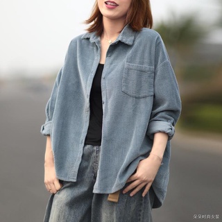 Estilo de Hong Kong ins versão coreana do retro casual solto casual cor sólida veludo cotelê jaqueta feminina de manga c