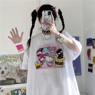 Camiseta Com Estampa Gótica Kurz Rmelige Kuromi Hellokitty / Bluse Sommer Streetwear O-Asuschnit S Es M Dchen