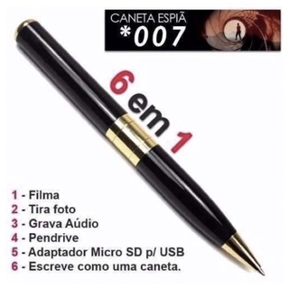 gravador de áudio filmadora espiã em forma de caneta