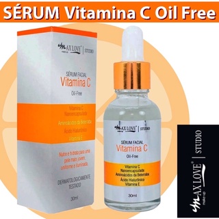 Sérum Facial de Vitamina C Max Love - Original - Para Anti idade, Anti Envelhecimento - Serum Vitamina C e com Ácido Hialurônico - Serum Facial Vitamina C Oil free