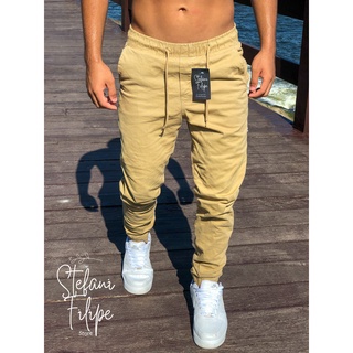 calça masculina jogger jeans slim sarja com elastico joguer apertada elastico elastano