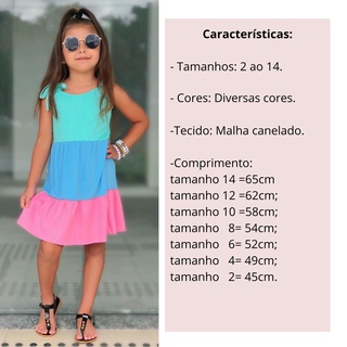 Vestido feminino infantil menina colorido azul rosa verde (tam: 2 ao 14) (8)