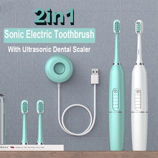 2 em 1 escova de dentes ultra-sônica elétrica clareamento dos dentes (1)