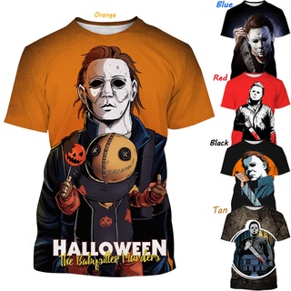 Moda 2021 Camiseta Masculina Gola Redonda Manga Curta Estampa 3d Halloween Michael Myers