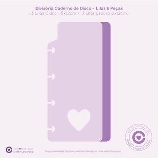 [CADERNO DE DISCO] - DIVISÓRIAS LILÁS - MARCADOR DE PÁGINA (6 peças - papel 180g) (1)