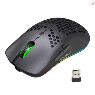 Mouse Sem Fio Hxsj T66 Rgb 2.4g Para Mouse Gamer Com Iluminação Ajustável Dpi Design Ergonômico Para Desktop Portátil Preto