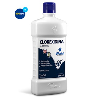 Shampoo Clorexidina Dermatite Coceira Seborreia para Cães e Gatos World Dugs 500ml