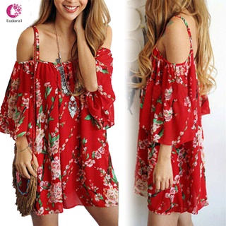 Vestido De Alça Feminino Com Decote Em V Folgado Vermelho Vintage Para Verão/Praia
