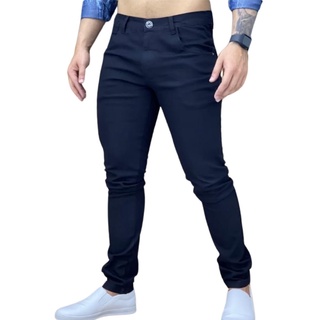 Calça Masculina Com Lycra Jeans Azul Escuro