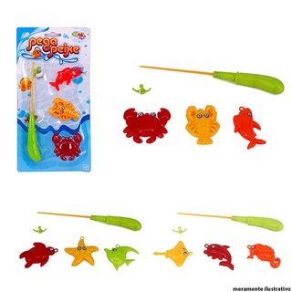 Varinha Pega Peixe Com 4 Peças Brinquedo Infantil 19 cm