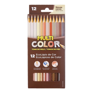 Lápis de Cor Tons de Pele Multicolor 12 Cores