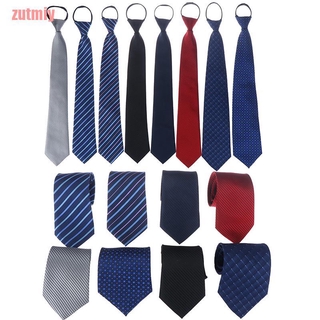 ZUTMIY Lazy Men's Zipper Necktie Solid Striped Casual Business Wedding Zip Up Neck Ties WON