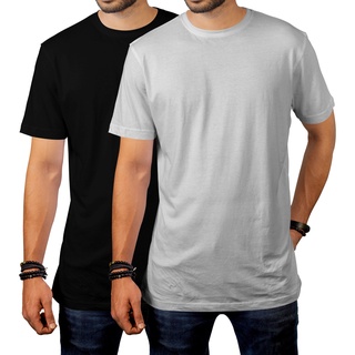 Kit com 2 Camisetas Básica Lisa 100% Algodão 30.1