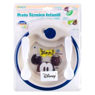 Prato Térmico com Ventosa 450ml Com 2 Colheres Mickey Disney - Plasútil
