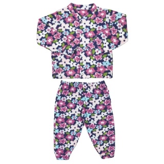 Conjunto Soft Bebê Jaqueta e Calça Menina Flores Roxa – Ideal Têxtil