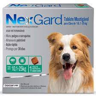 NexGard Antipulgas Carrapatos para Cães de 10,1 a 25 Kg - 1 Tablete resolve