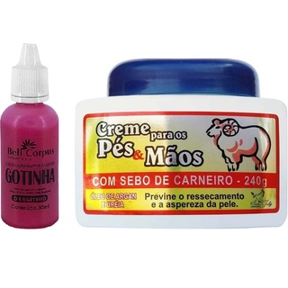 Kit Pés e Mãos Gotinha + Creme Sebo de Carneiro P/Rachaduras