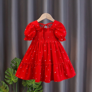 Wfrv Short Sleeves Baby Polkadot Princess Dress (3)