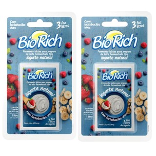 Bio Rich ® Fermento Lácteo 2 Cartelas C/ 3 Sachês Para Fazer Iogurte Natural (total: 6 Sachês) (1)