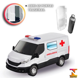 Carrinho Brinquedo Van Iveco Daily Ambulancia C/ Acessorios