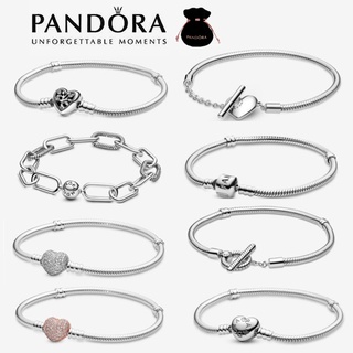 Genuine Pandora S925 Silver Love Heart Snake Chain Charm Bracelet Gift Pouch