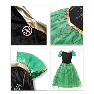 Vestido de Princesa Verde Anna sem Costura com Bordado de Flor (4)