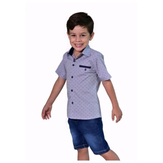 Camisa Infantil Manga Curta Estampada Alfa