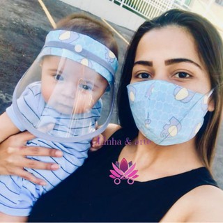 Protetor facial infantil mãe e filho.