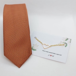kit Gravata para padrinho com pulseira para madrinha terracota para casamento