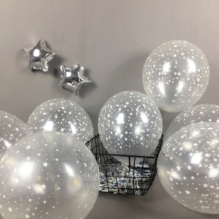 10 Peças 12 Polegadas Balão De Látex Transparente Com Estampa De Estrela Para Decoração De Festa / Casamento