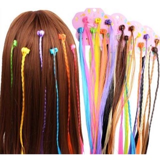 KIT 6 pcs criança meninas peruca design garra de cabelo/ mecha de cabelo colorida infantil