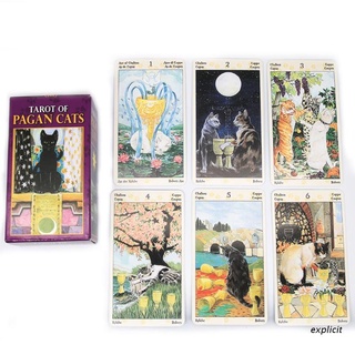 Exp 78 Cartas Baralho Tarot Of Pagan Gatos Completo Inglês Da Família Do Partido Cartão De Jogo Placa Ocle Astrologia Divação Destino Cartão