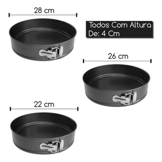 Kit 3 Formas Para Bolo Torta C/ Fundo Removível Antiaderente (3)