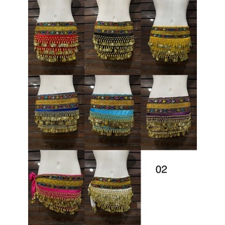 (modelo 02 ) Lenço de Quadril para Dança do Ventre com Pedras Coloridas e Moedas Cigana / Odalisca