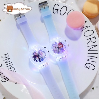 Relógio Infantil Frozen Princess LED Pulseira Luminosa Com Flash