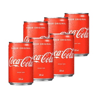 6 Latinhas de Coca-Cola 220ml cada Lata Fardinho Sabor Top