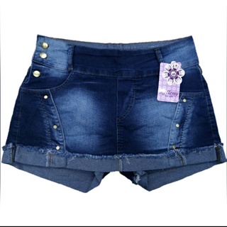shorts saia Jeans Plus Size Cintura Alta Com Laycra 44 a 54