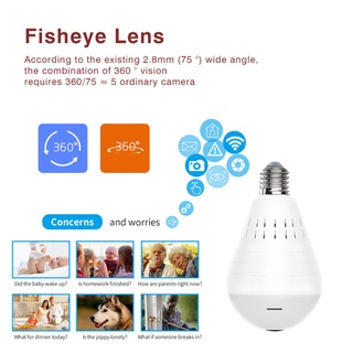 Wifi Câmera Panorâmica Lâmpada 360 Graus Fisheye Controle Remoto Sem Fio Da Segurança Home Video Surveillance Versão Two @ - @ Way Áudio (3)