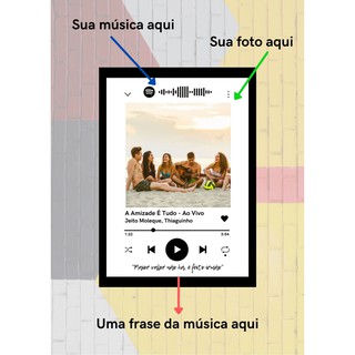 Quadro Decorativo Spotify Personalizado - Moldura - Música