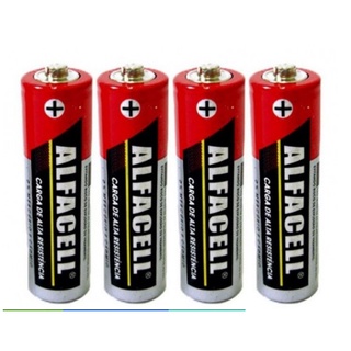Kit 4 Pilhas Comum Alfacell Bateria AA Pequena Alta Resistência - 1,5v