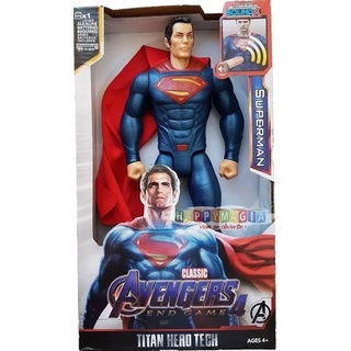 Superman Boneco Articulado Grande 30 Cm C/ Luz E Som Heróis